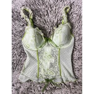 Nature Intimates Vintage Floral Lace Polka Dot Bustier Top 34B coquette fairy